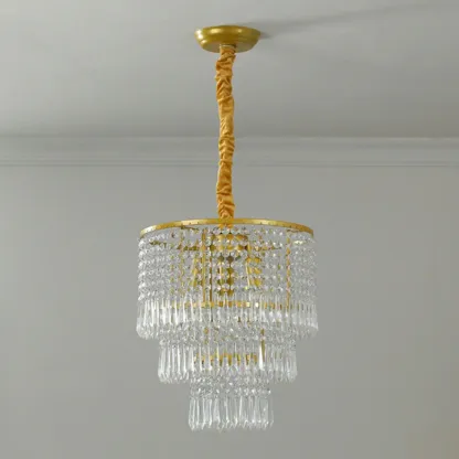 Modern Gold Crystal Drum Chandelier Image - 10
