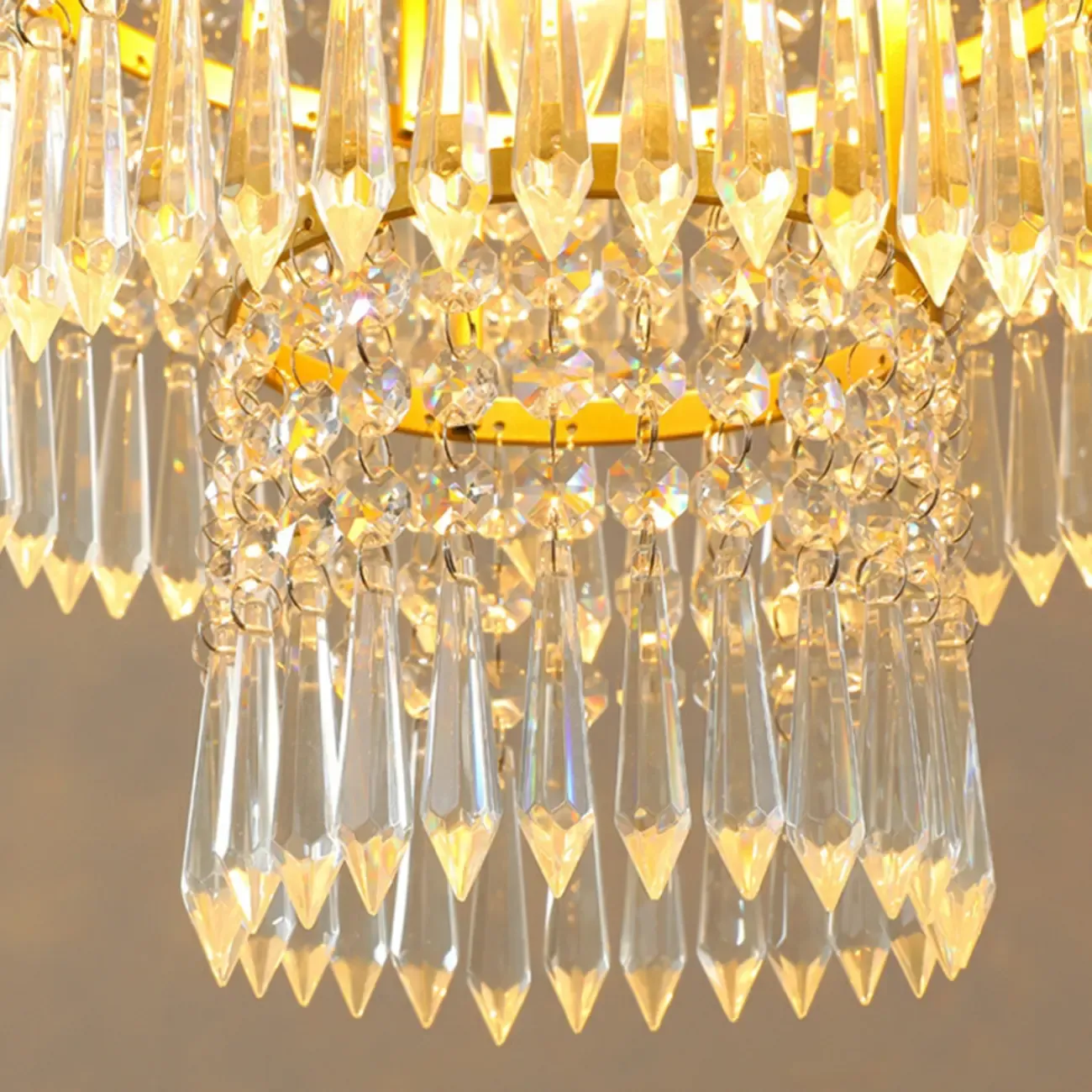 Modern Gold Crystal Drum Chandelier Image - 13