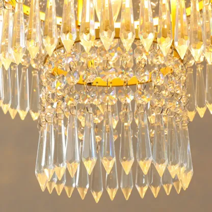 Modern Gold Crystal Drum Chandelier Image - 13