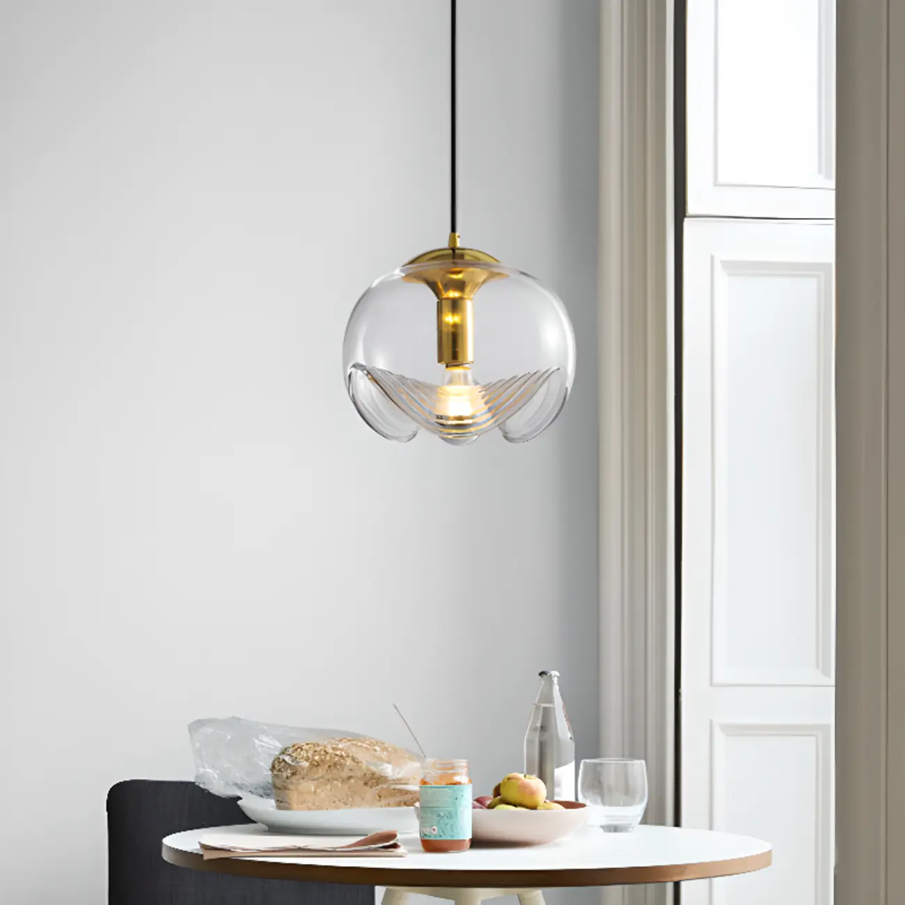 Modern Gold Clear Glass Dome Kitchen Pendant Lighting Image - 3 | homeyfad