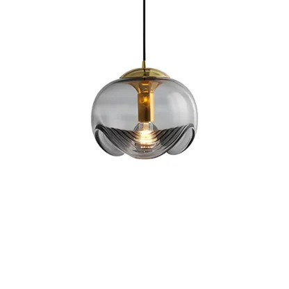 Modern Gold Clear Glass Dome Kitchen Pendant Lighting Image - 7