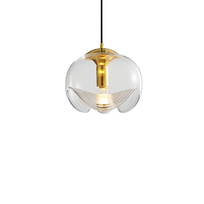 Modern Gold Clear Glass Dome Kitchen Pendant Lighting Image - 8