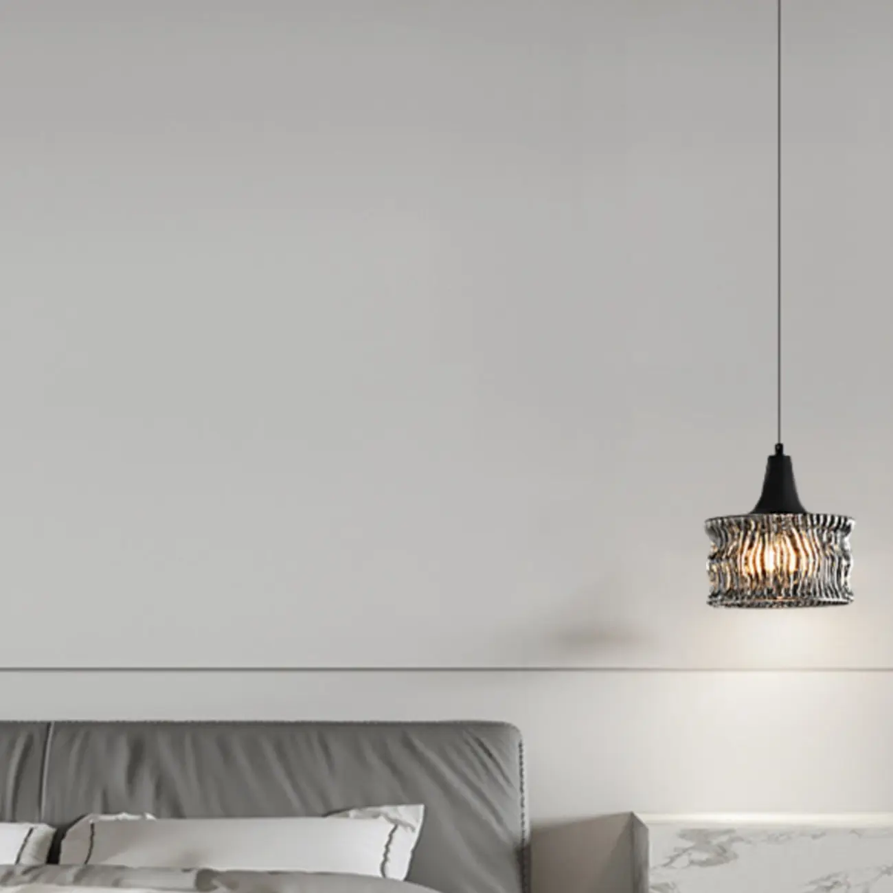 Cylinder Black Glass Hanging Pendant Light for Home Decor Image - 3 | homeyfad