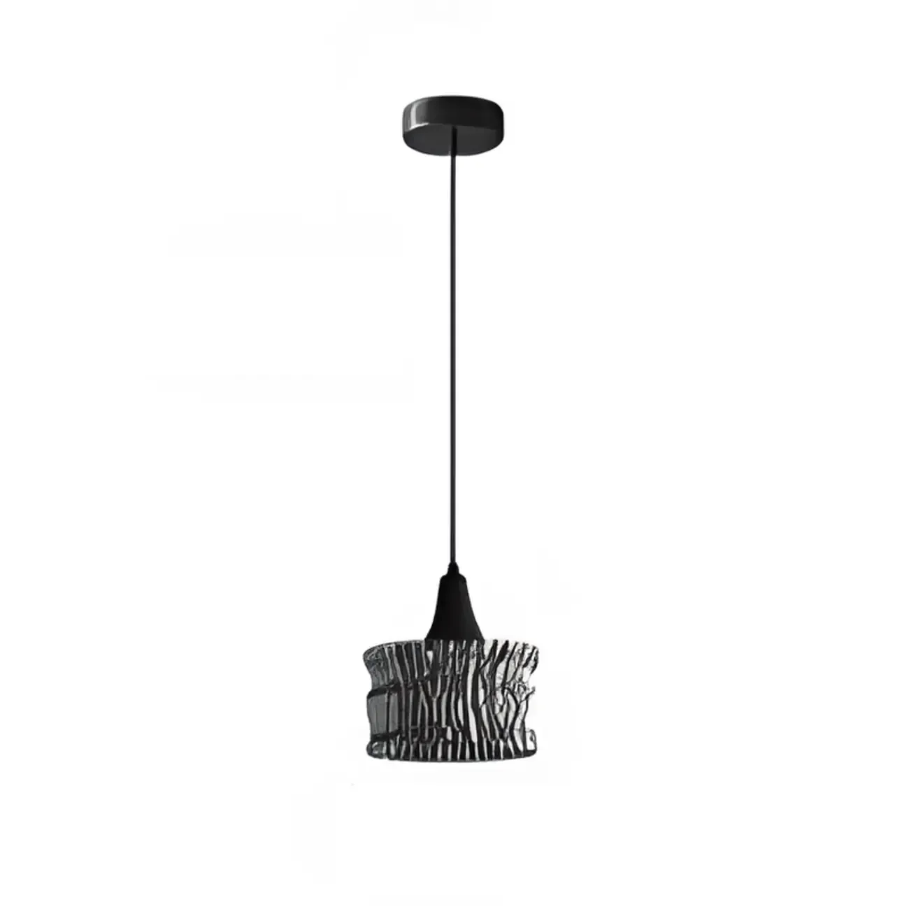 Cylinder Black Glass Hanging Pendant Light for Home Decor Image - 4