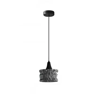 Cylinder Black Glass Hanging Pendant Light for Home Decor Image - 4