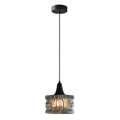 Cylinder Black Glass Hanging Pendant Light for Home Decor Image - 5