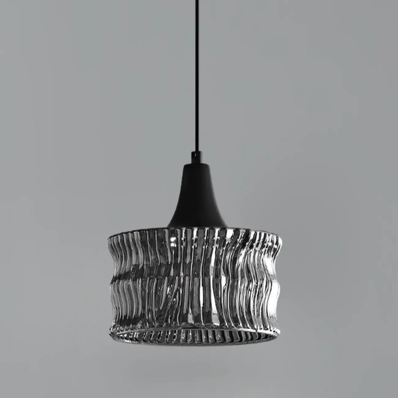Cylinder Black Glass Hanging Pendant Light for Home Decor Image - 7