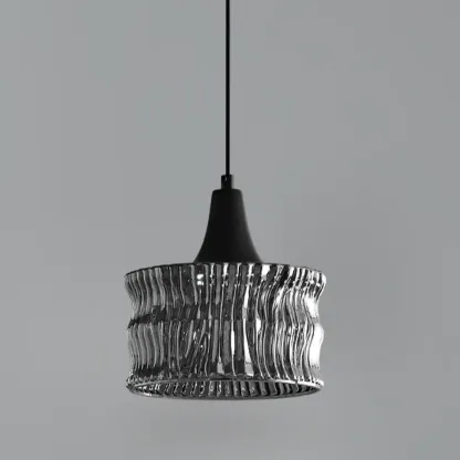Cylinder Black Glass Hanging Pendant Light for Home Decor Image - 7