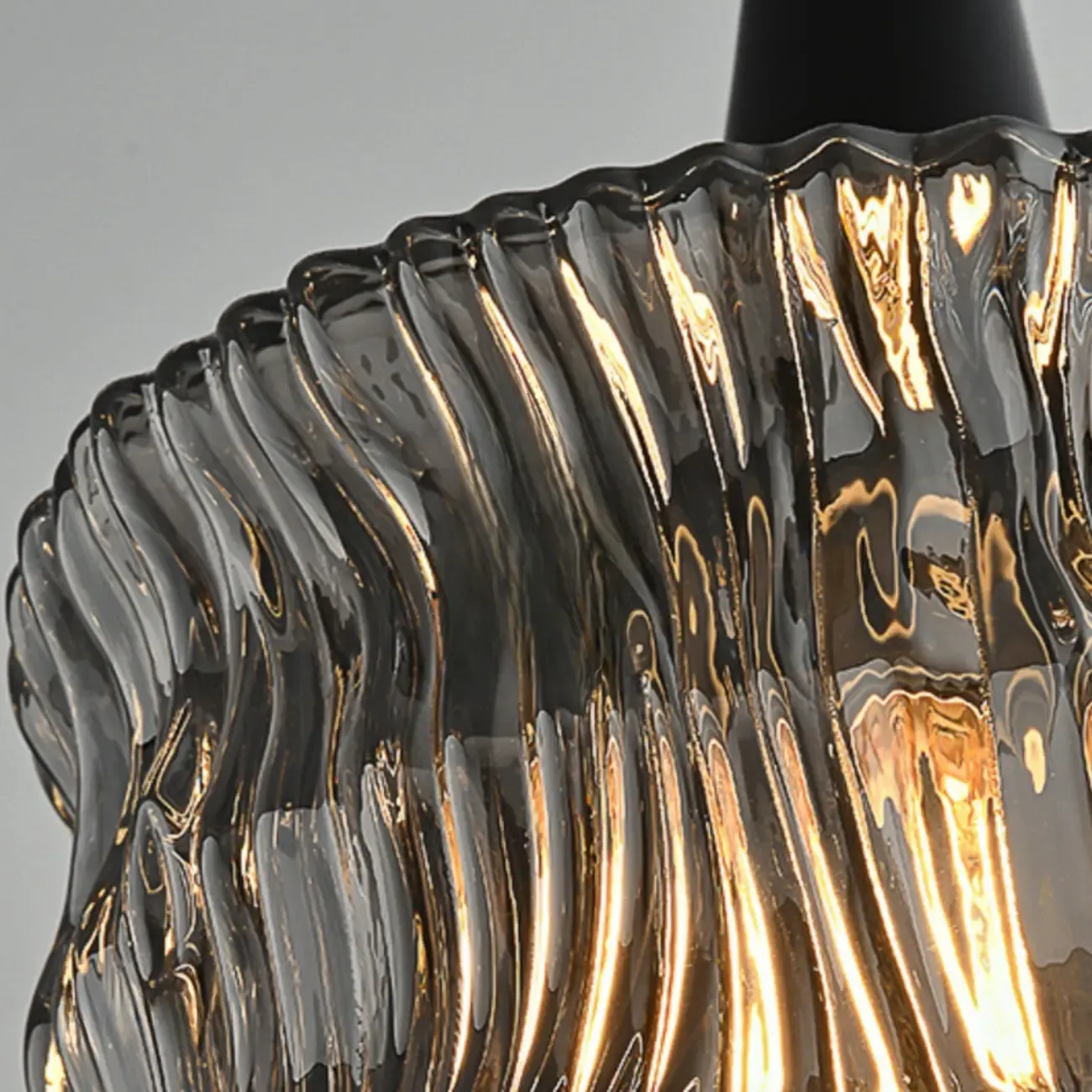 Cylinder Black Glass Hanging Pendant Light for Home Decor Image - 8