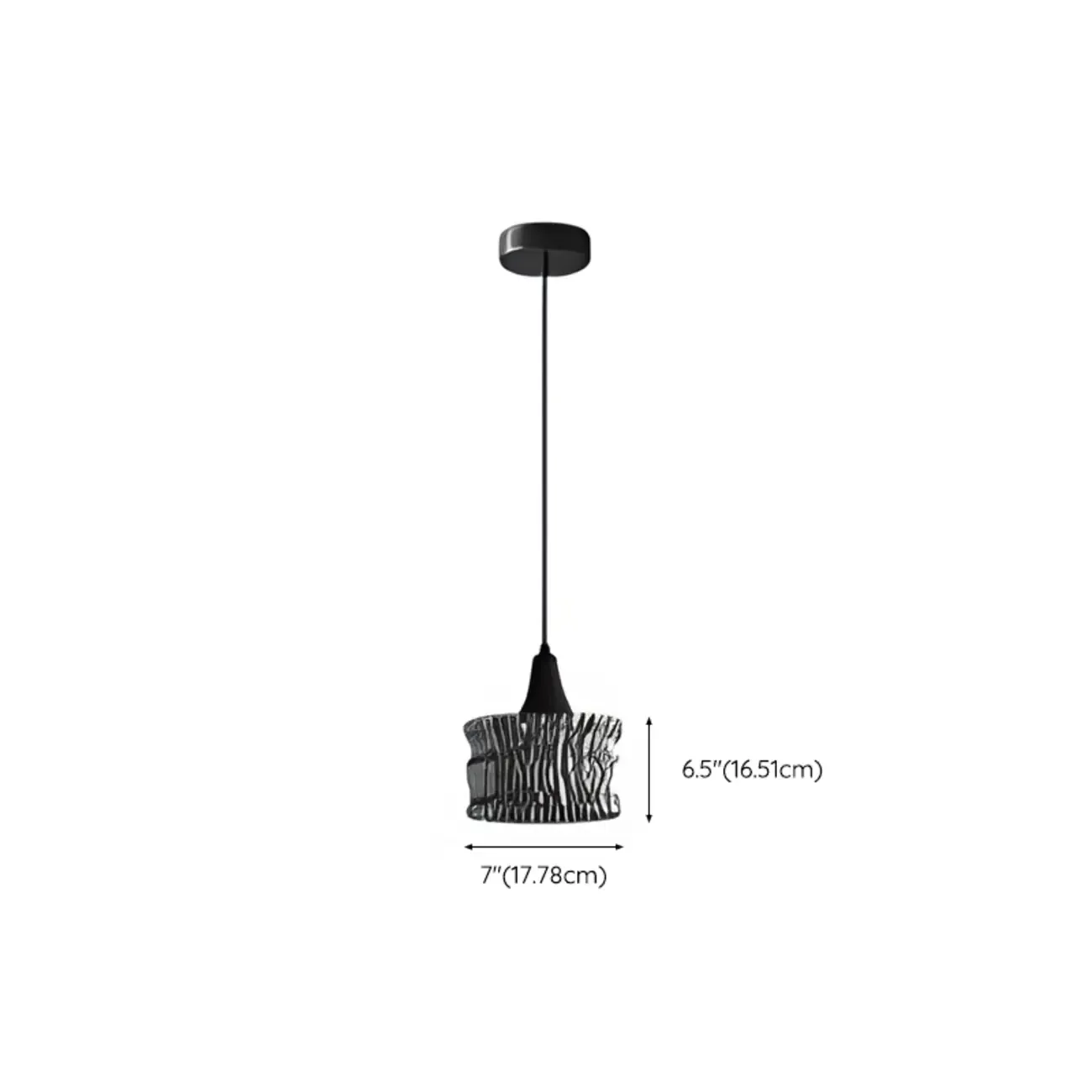 Cylinder Black Glass Hanging Pendant Light for Home Decor #size