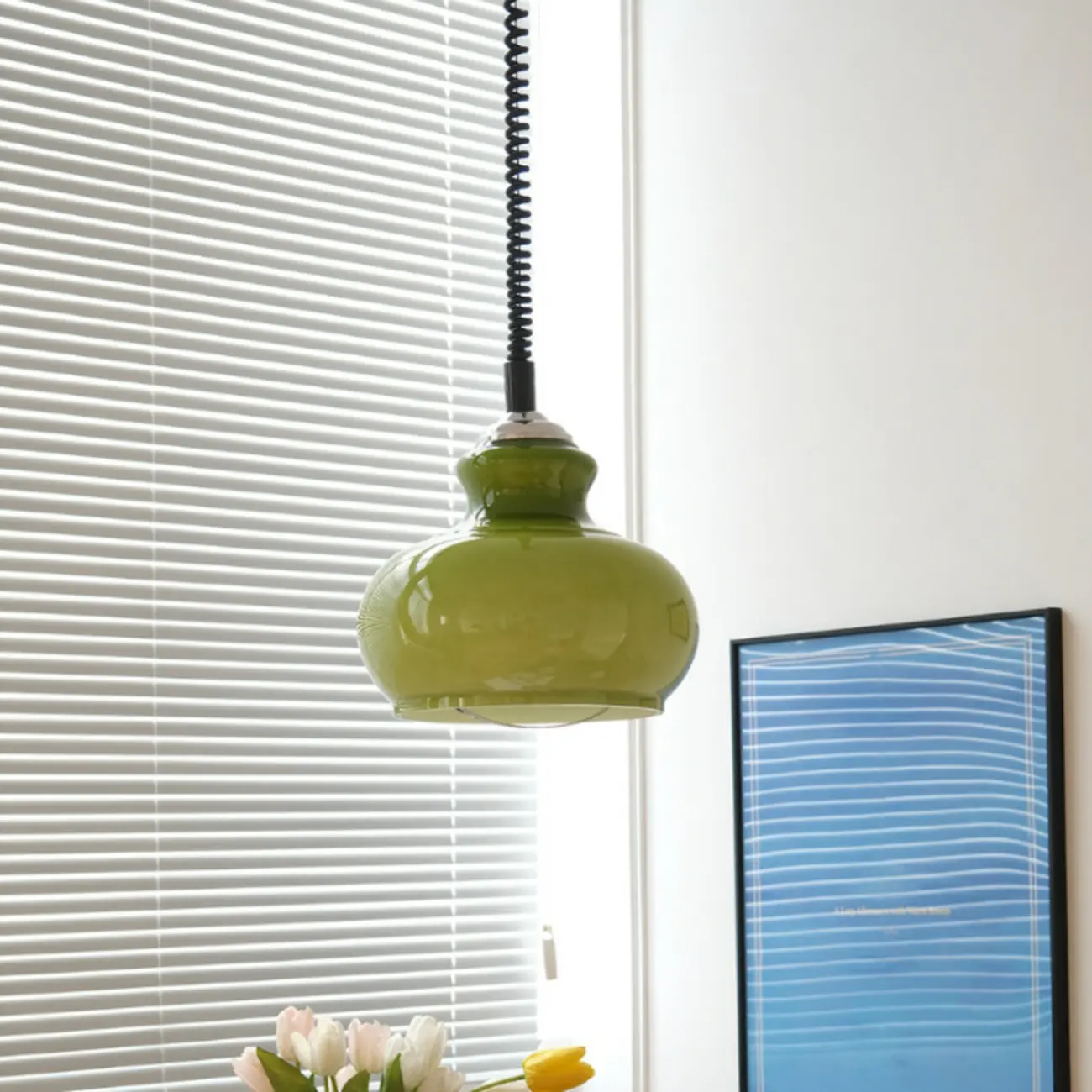 Modern Green Glass Adjustable Kitchen Pendant Lighting Image - 10 | homeyfad