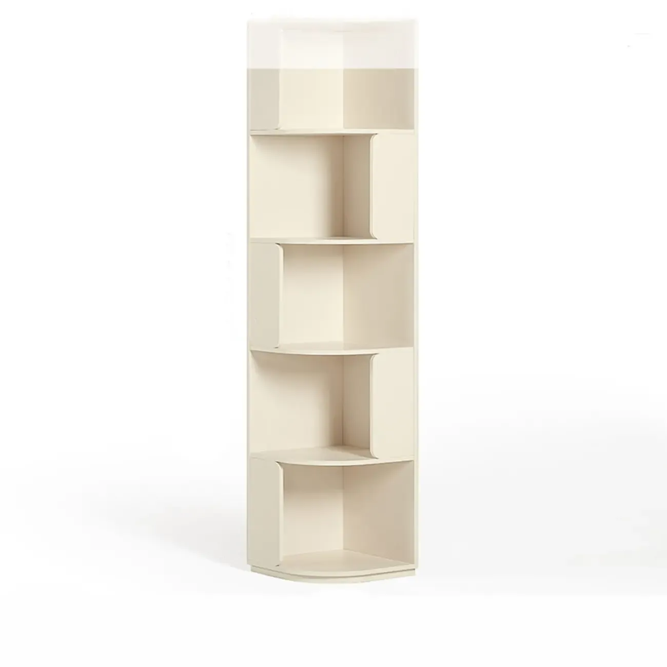 Medium 5-Tier Modern Natural Wood Corner Bookshelf Image - 7