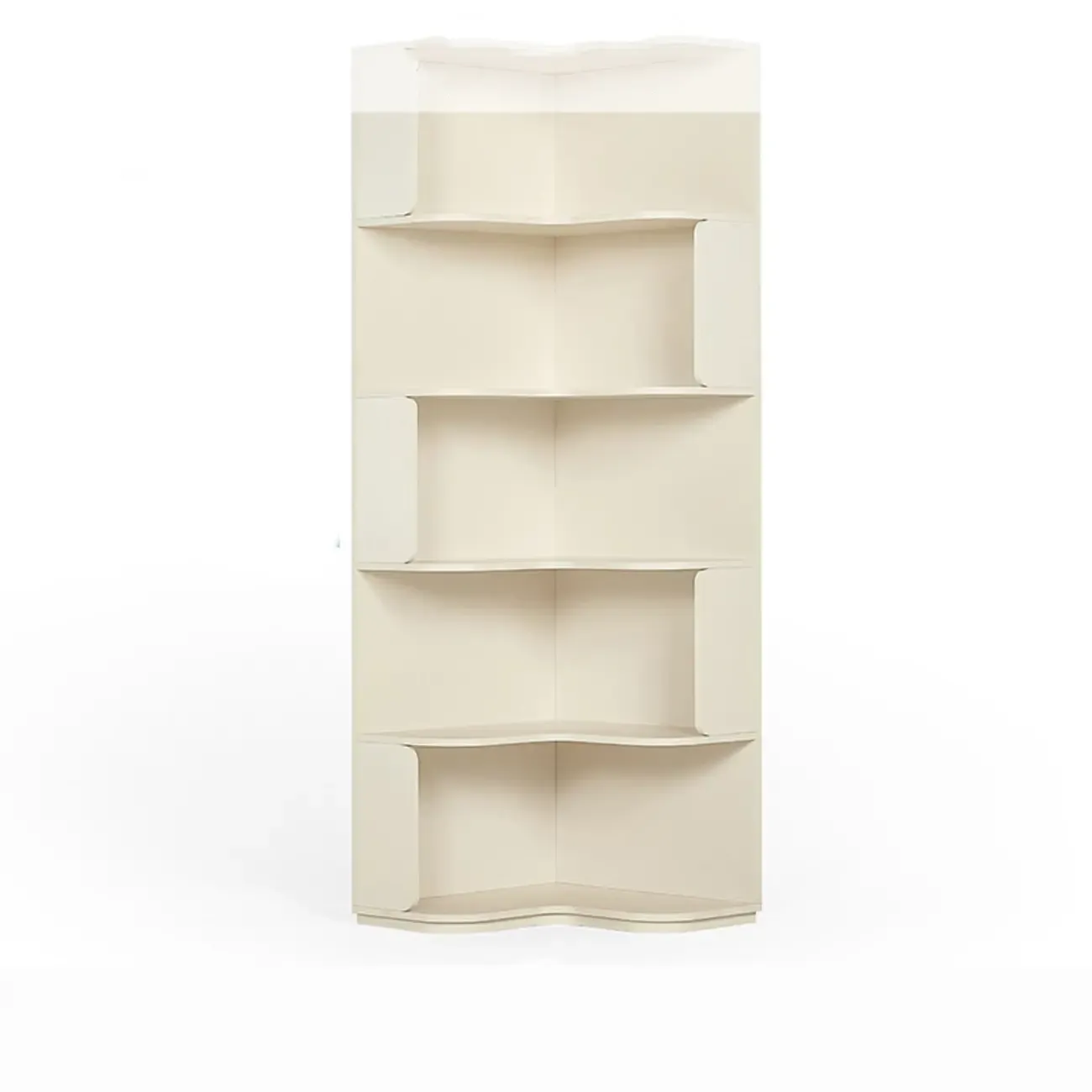 Medium 5-Tier Modern Natural Wood Corner Bookshelf Image - 9