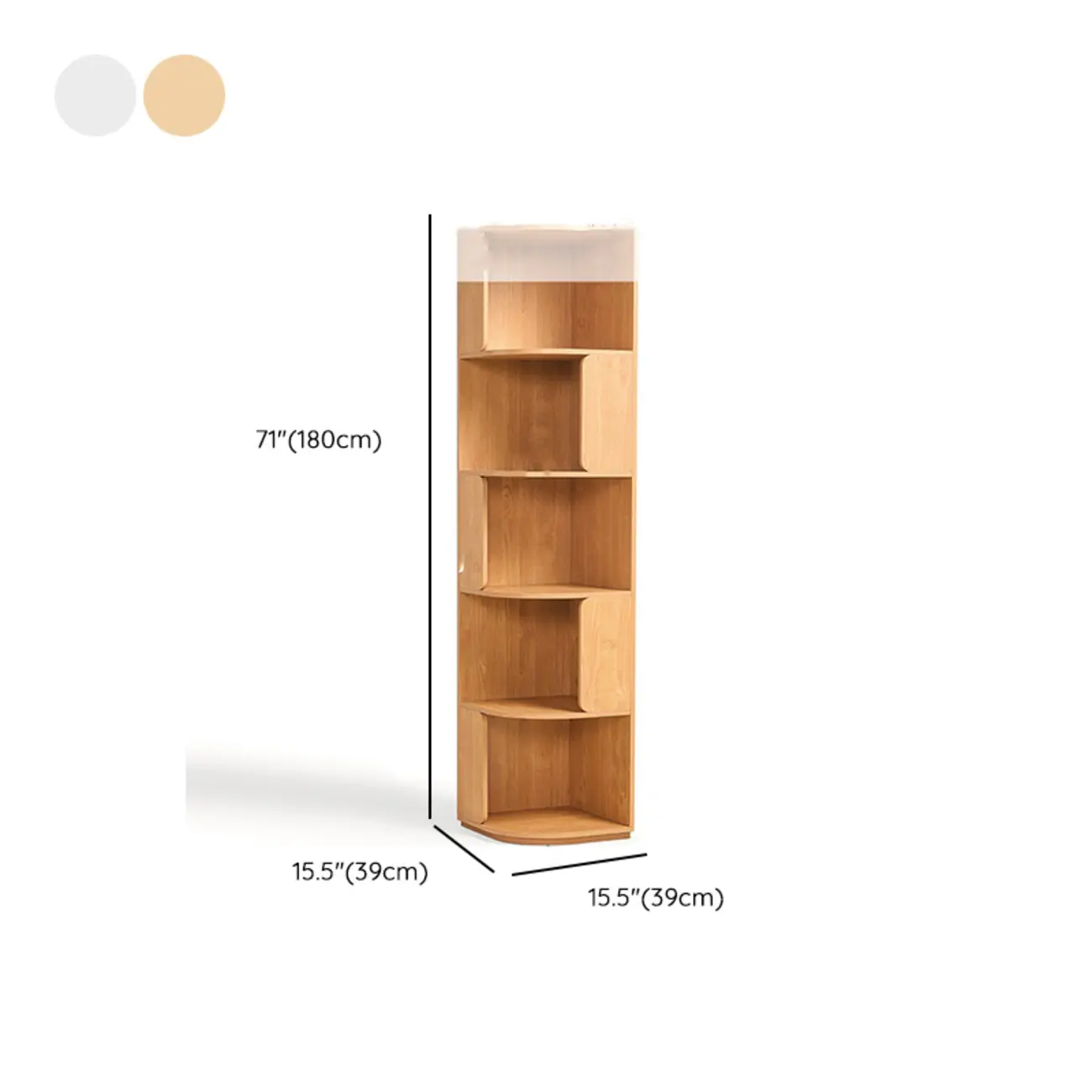 Medium 5-Tier Modern Natural Wood Corner Bookshelf #size | homeyfad