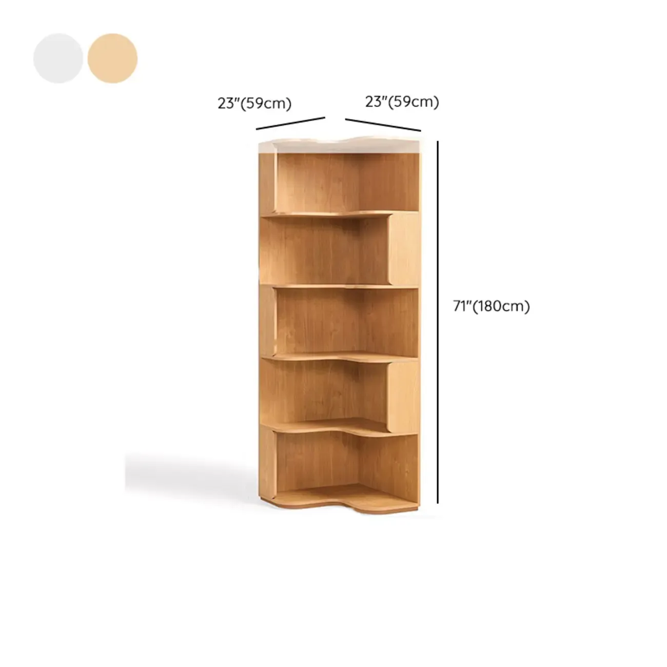 Medium 5-Tier Modern Natural Wood Corner Bookshelf Image - 16