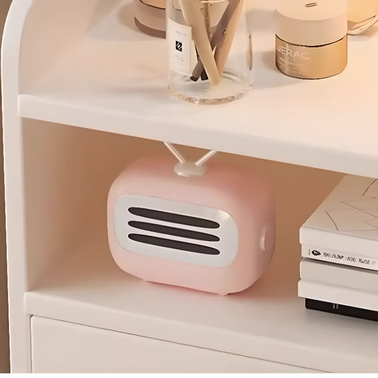 Wooden Modern Open Storage Nightstand with Drawers Image - 4