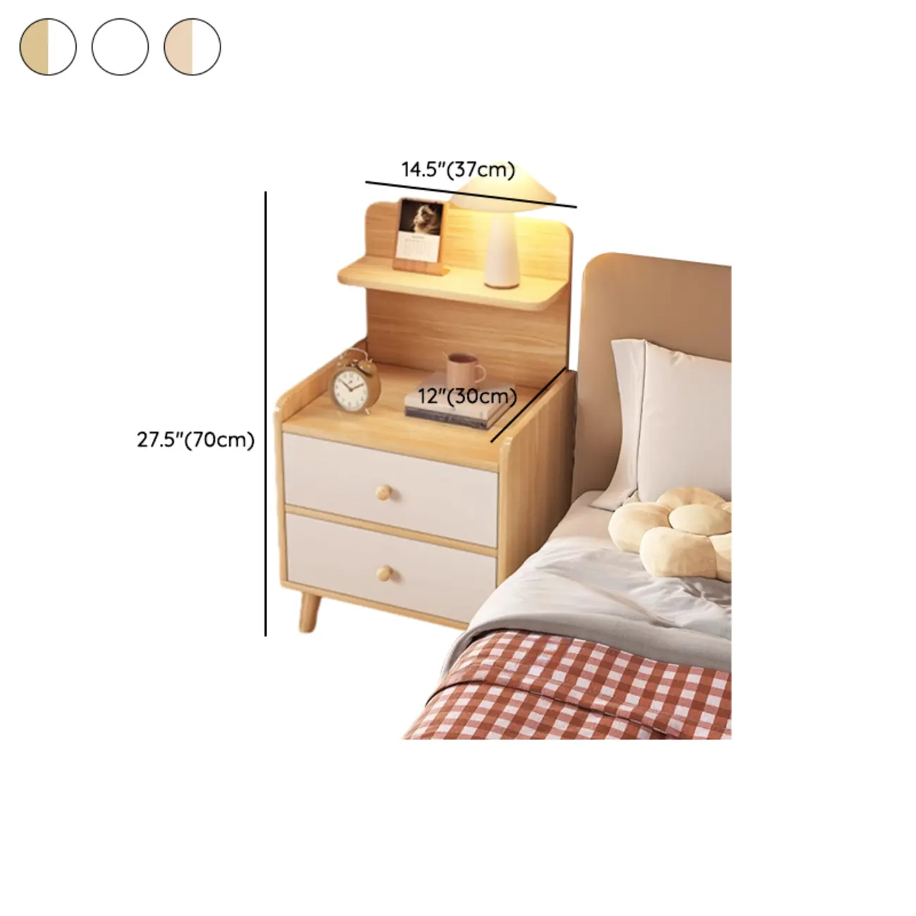 Wooden Modern Open Storage Nightstand with Drawers Image - 18 | homeyfad