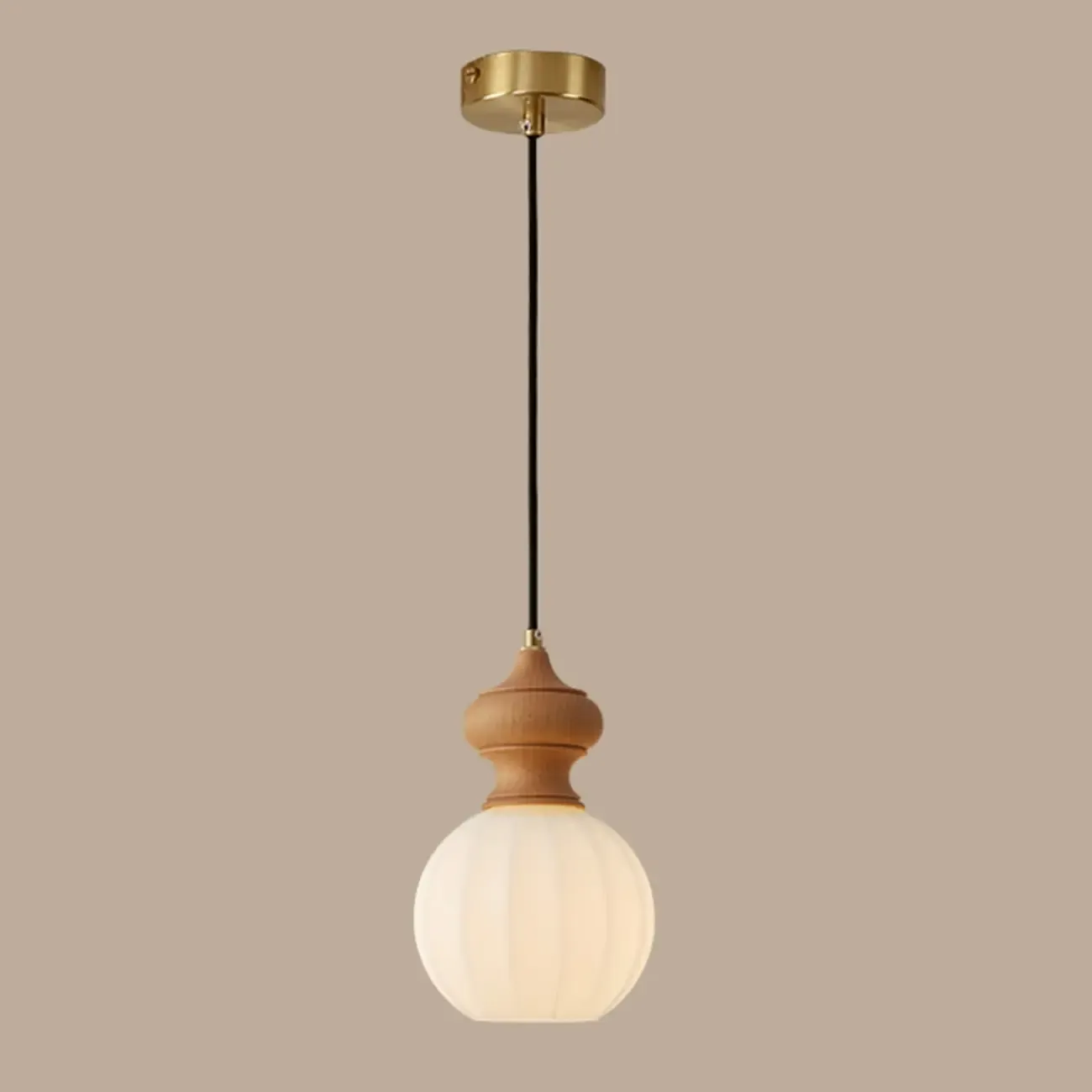 Modern Wood Glass Pendant Light for Bedroom Image - 2