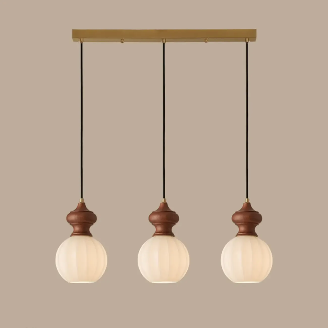 Modern Wood Glass Pendant Light for Bedroom Image - 7