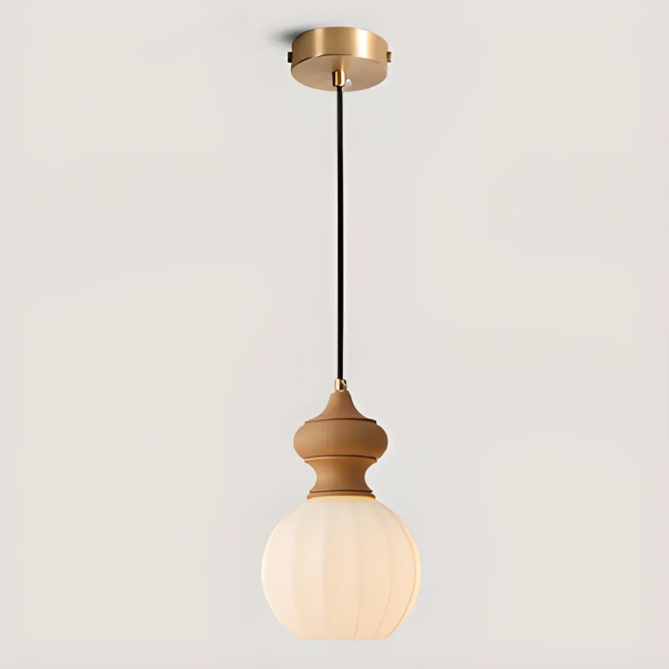 Modern Wood Glass Pendant Light for Bedroom Image - 9
