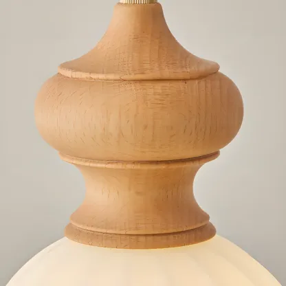 Modern Wood Glass Pendant Light for Bedroom Image - 12