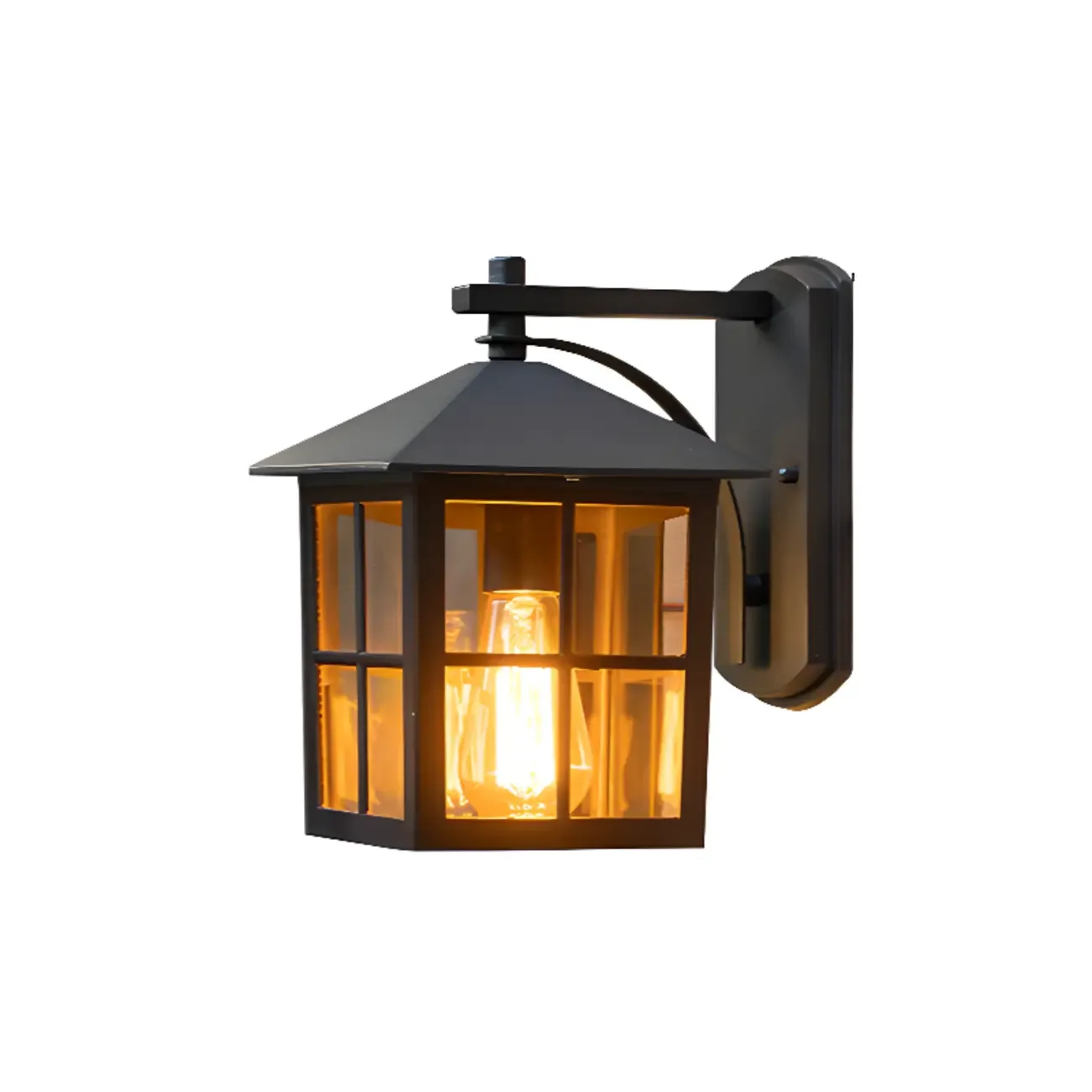 Industrial Black Metal Glass Outdoor Wall Lantern Light  Image - 4
