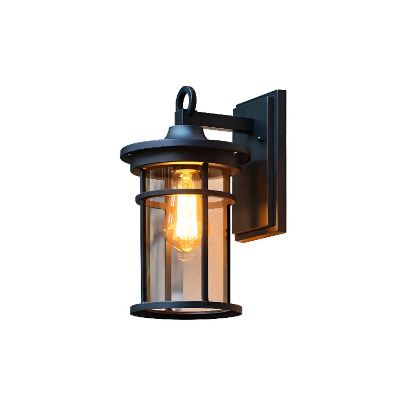 Industrial Black Metal Glass Outdoor Wall Lantern Light  Image - 5