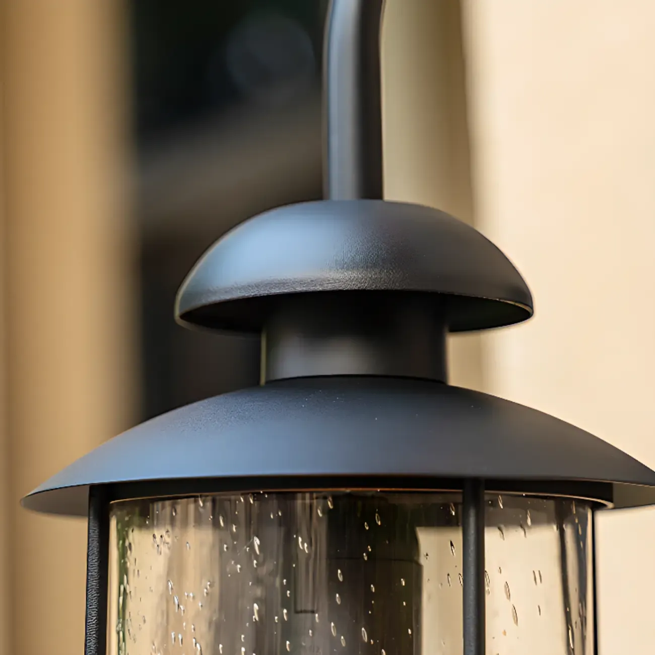 Industrial Black Metal Glass Outdoor Wall Lantern Light  Image - 10