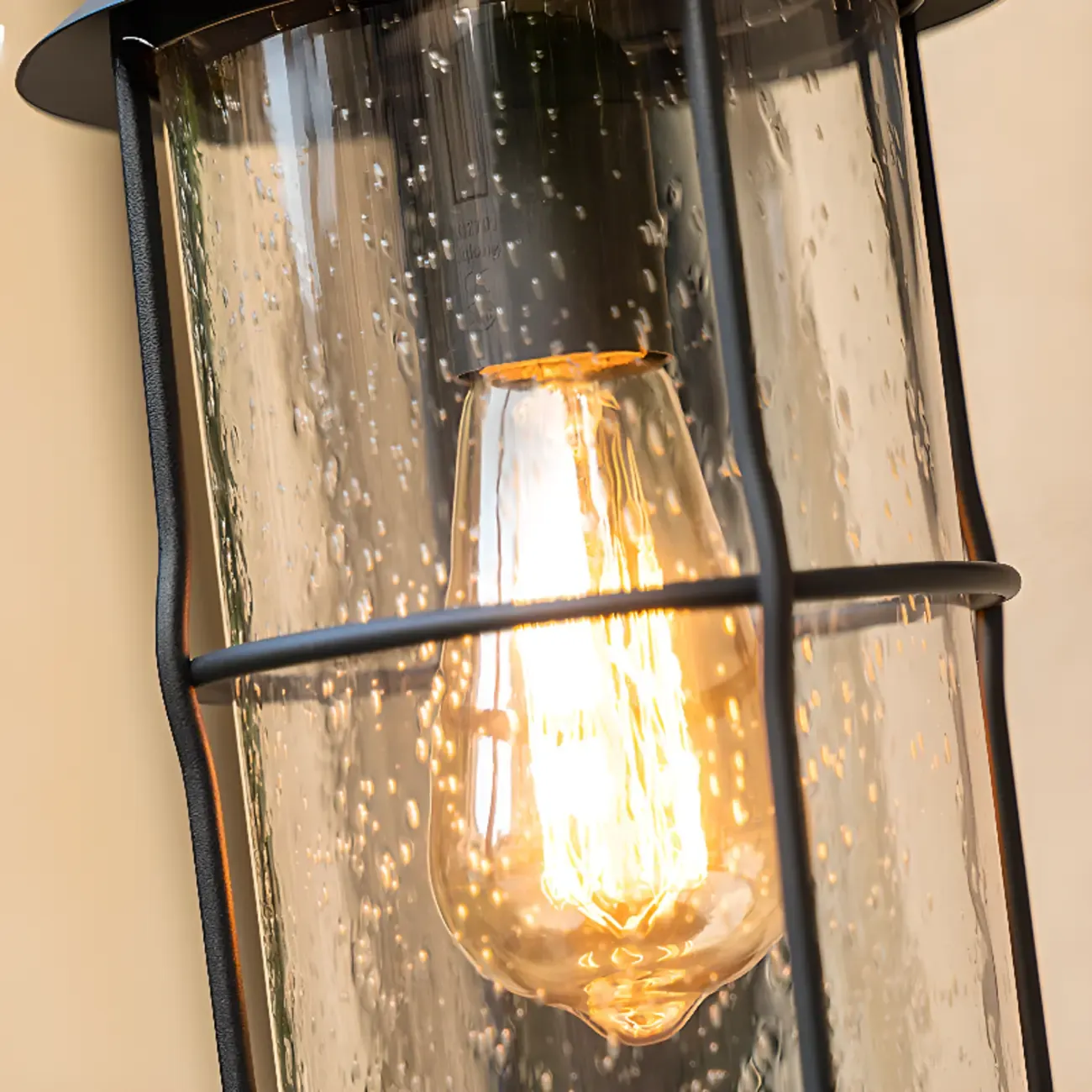 Industrial Black Metal Glass Outdoor Wall Lantern Light  Image - 12