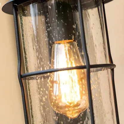 Industrial Black Metal Glass Outdoor Wall Lantern Light  Image - 12