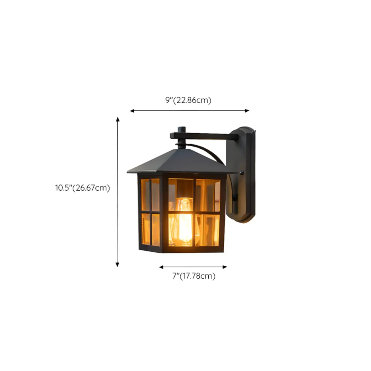 Industrial Black Metal Glass Outdoor Wall Lantern Light  Image - 14