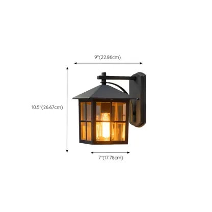 Industrial Black Metal Glass Outdoor Wall Lantern Light  Image - 14