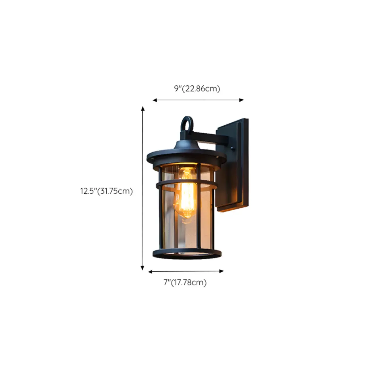 Industrial Black Metal Glass Outdoor Wall Lantern Light  Image - 15