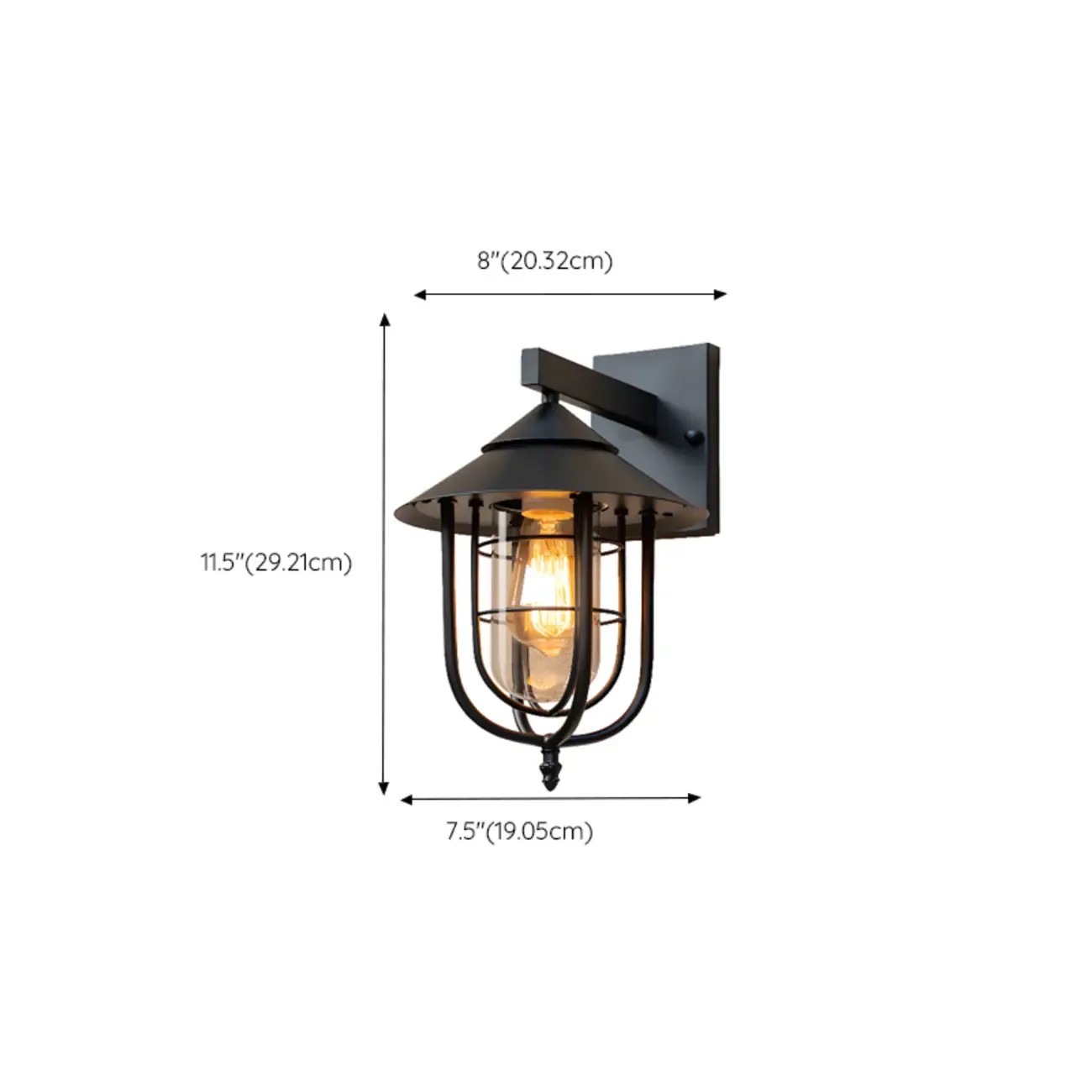 Industrial Black Metal Glass Outdoor Wall Lantern Light  Image - 16