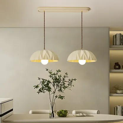 Modern Cream Bowl Pendant Light for Dining Room Image - 1