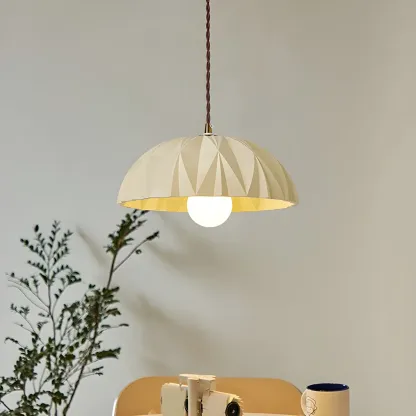 Modern Cream Bowl Pendant Light for Dining Room Image - 2