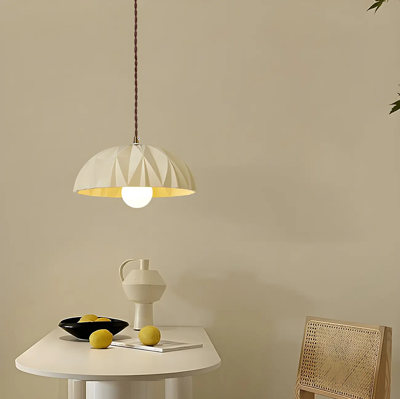 Modern Cream Bowl Pendant Light for Dining Room Image - 3 | homeyfad