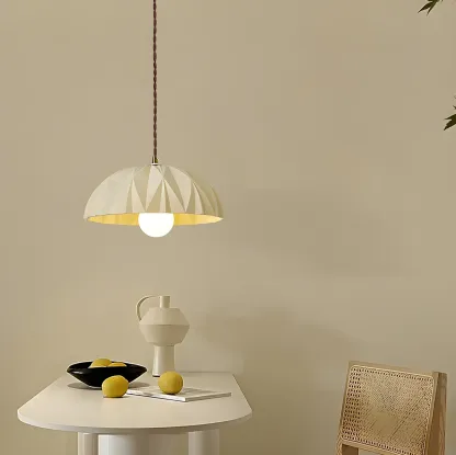 Modern Cream Bowl Pendant Light for Dining Room Image - 3