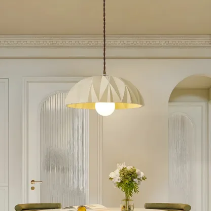 Modern Cream Bowl Pendant Light for Dining Room Image - 4