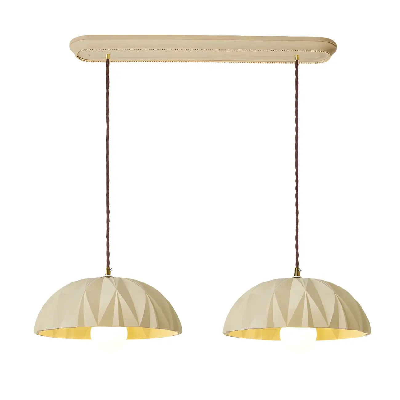 Modern Cream Bowl Pendant Light for Dining Room Image - 5