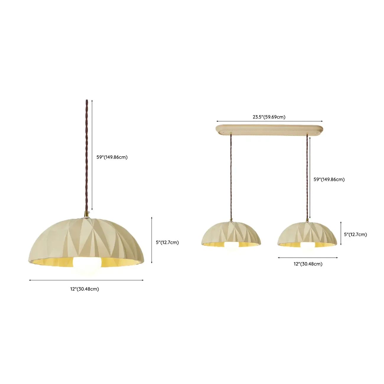 Modern Cream Bowl Pendant Light for Dining Room Image - 6