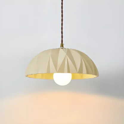 Modern Cream Bowl Pendant Light for Dining Room Image - 8