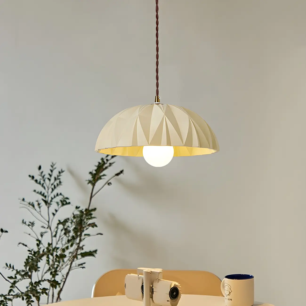 Modern Cream Bowl Pendant Light for Dining Room Image - 11 | homeyfad