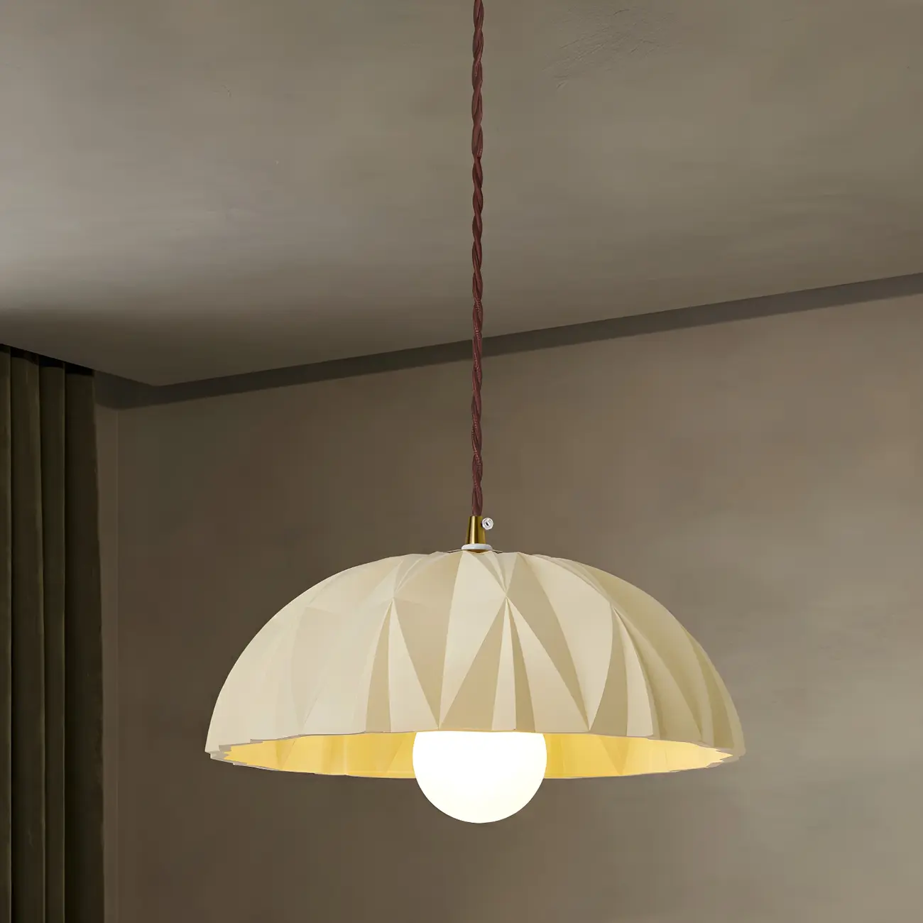 Modern Cream Bowl Pendant Light for Dining Room Image - 12 | homeyfad