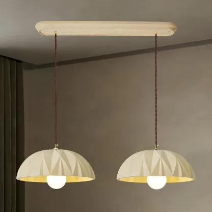 Modern Cream Bowl Pendant Light for Dining Room Image - 13