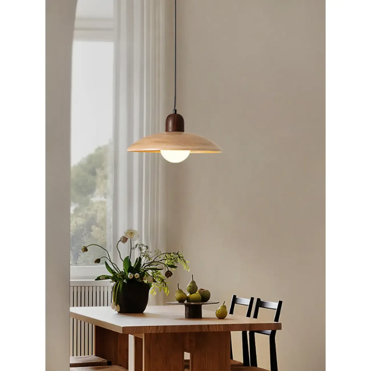 Modern Wood and Glass Pendant Light for Dining Rooms Image - 1