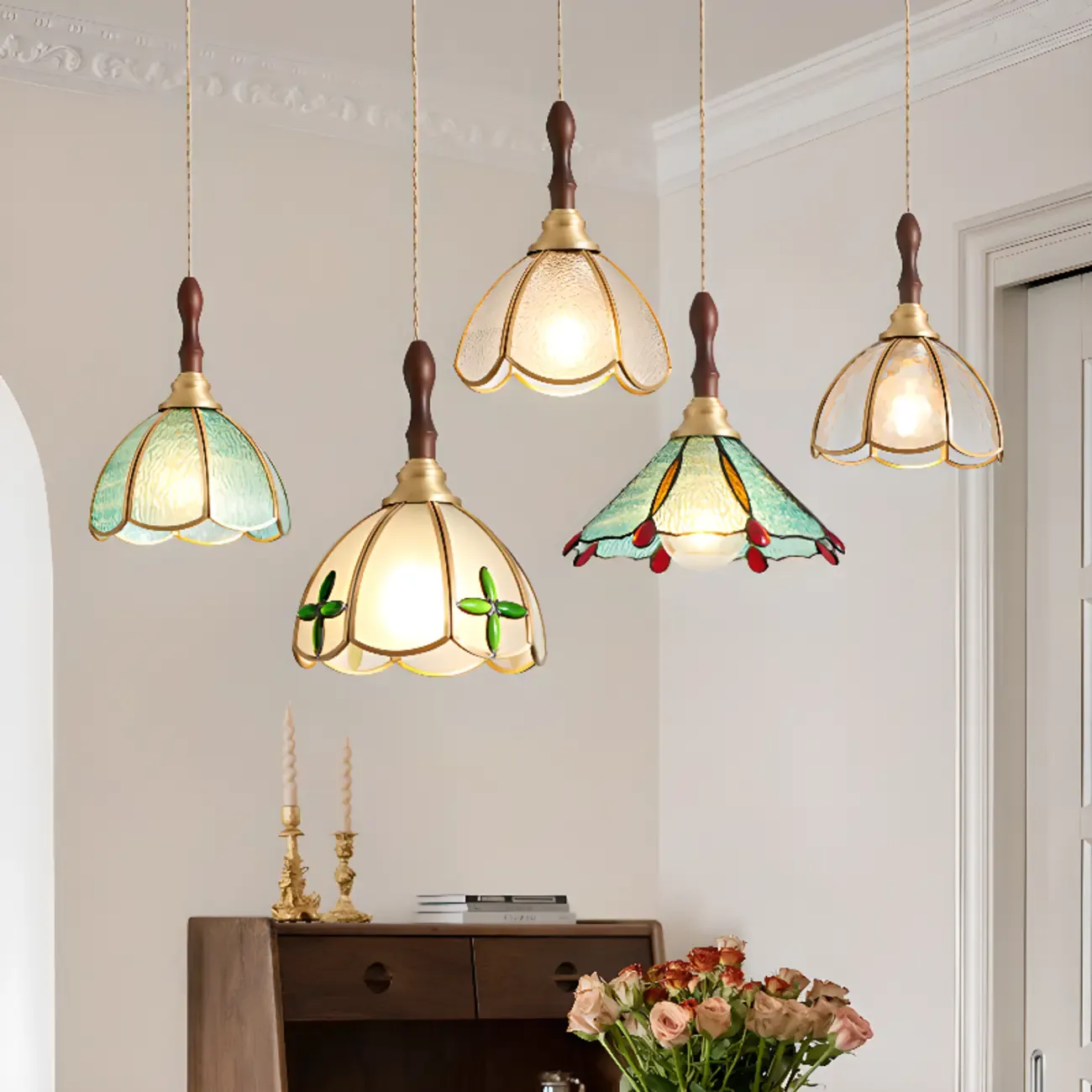 Vintage Glass Pendant Light for Dining and Kitchen Image - 2