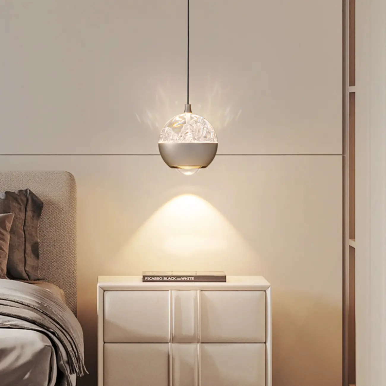 Modern Globe Clear Metal Adjustable Pendant Light for Bedroom | homeyfad