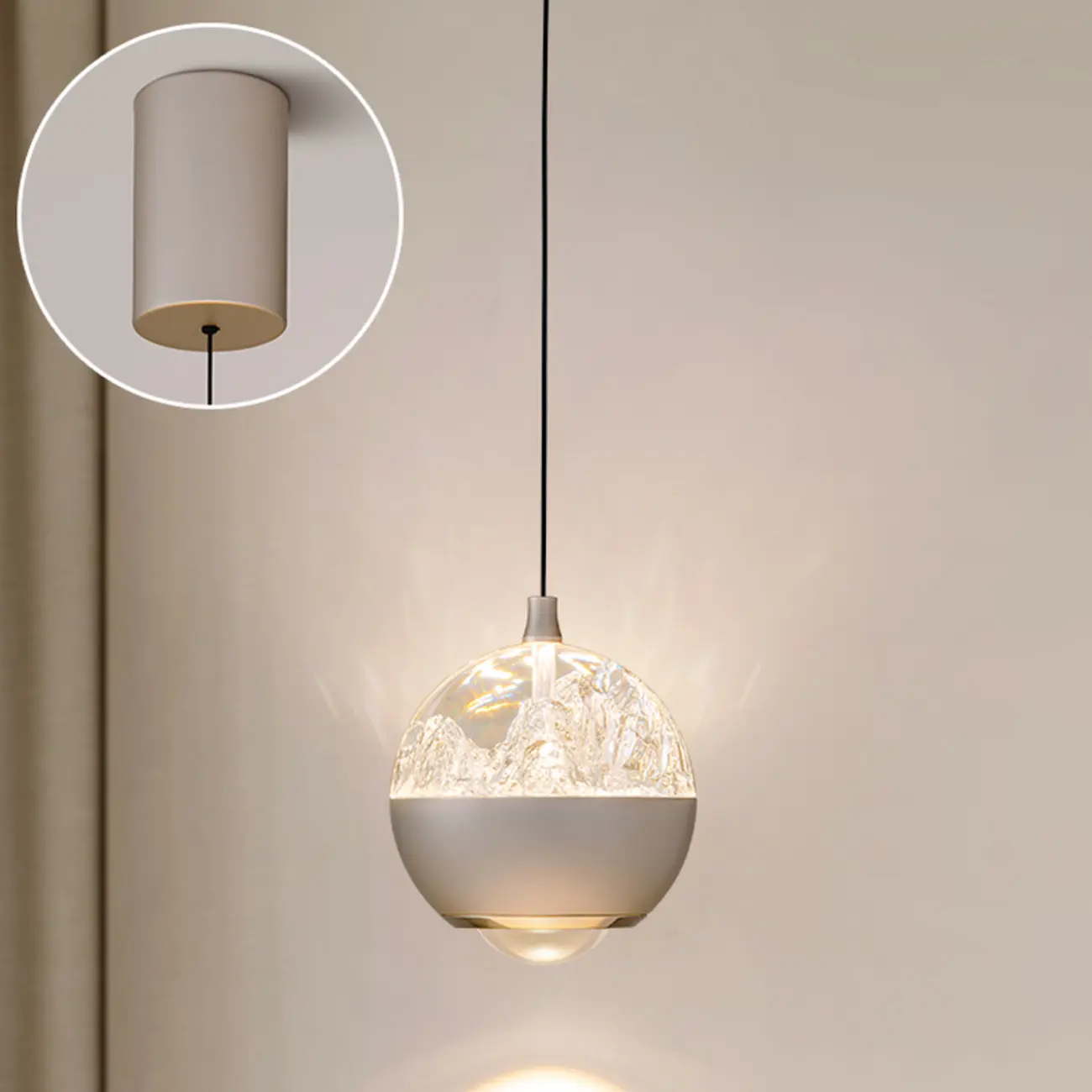 Modern Globe Clear Metal Adjustable Pendant Light for Bedroom | homeyfad