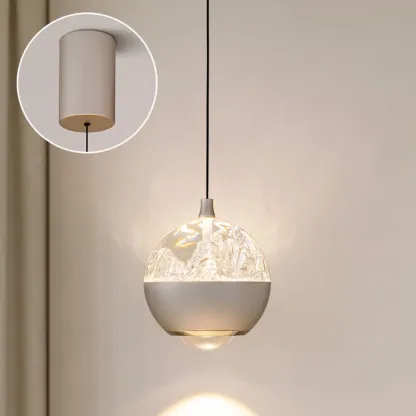 Modern Globe Clear Metal Adjustable Pendant Light for Bedroom